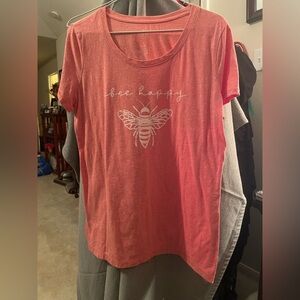 Bee Happy Women's Pink T-Shirt